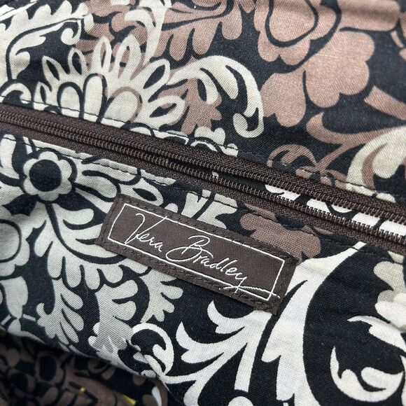 Vera Bradley Microfiber Purse Top Handle Satchel Quilted Espresso Brown Circles - Picture 9 of 16